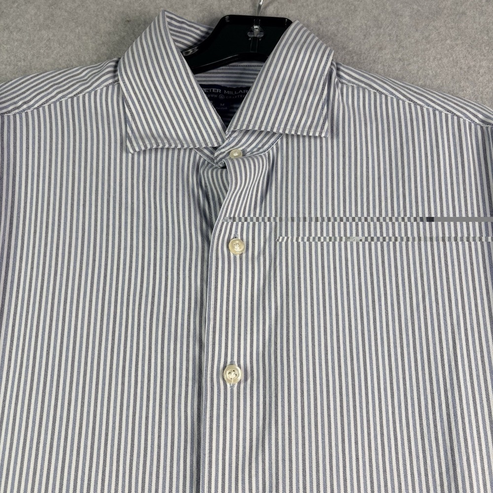 Peter Millar Crown Crafted Shirt Men's M Button Up Long Sleeve Blue Striped - Picture 2 of 12